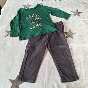 2‎ Piece Set "Santa Bring Me Camo" Long Sleeve & Pants 18M Christmas Pictures